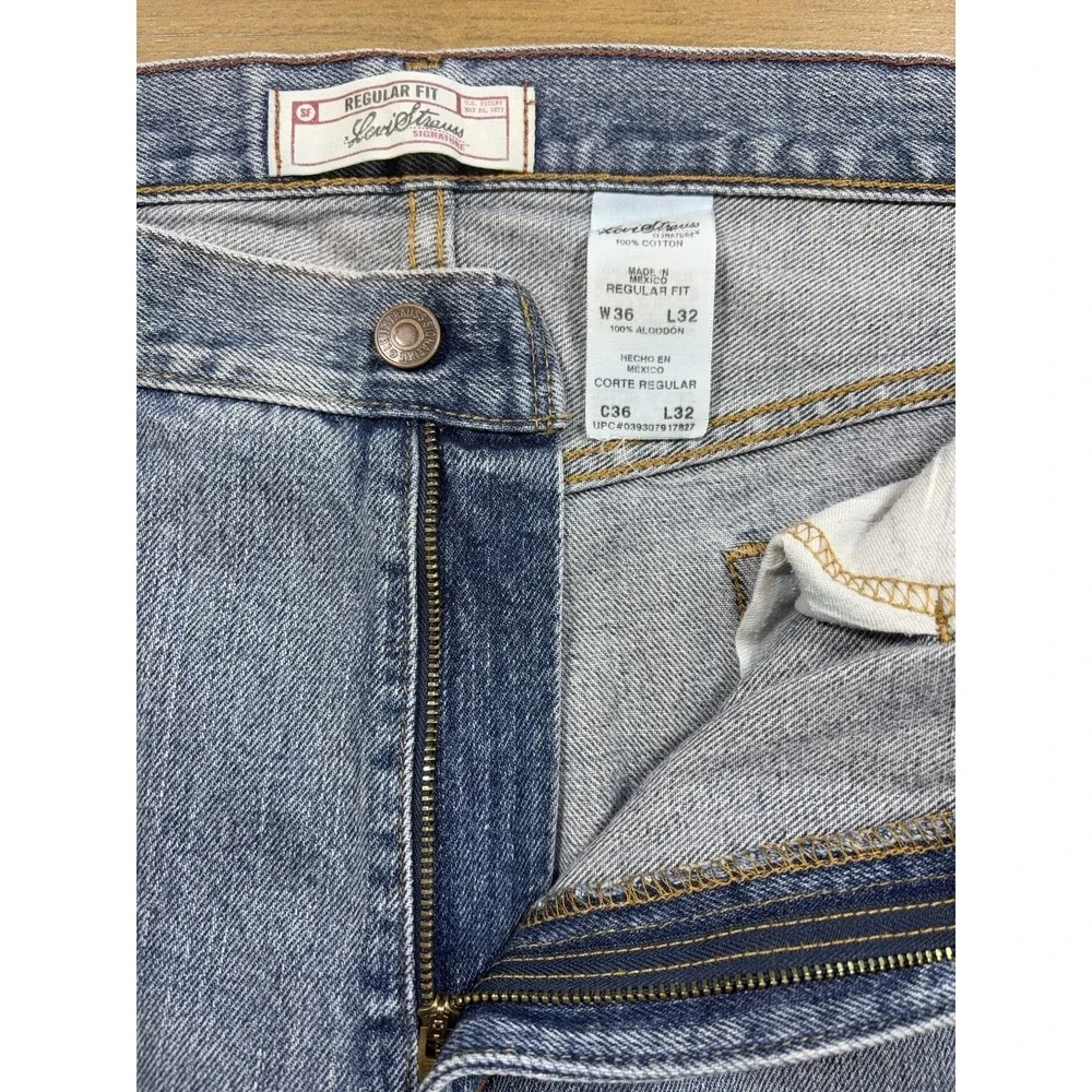 Levi's Signature Regular Fit Mens Jeans Medium Wash‎ 36x32 Zip Dadcore Classic